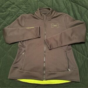 Under Armour Mens Gray Long Sleeve Insulated Jacket Full Zip Large semi-fitted